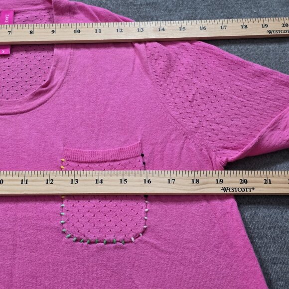 Zaket & Plover Sweater Women S Pink Silk Cotton LS Lightweight Boho Preppy Twee - Picture 5 of 13